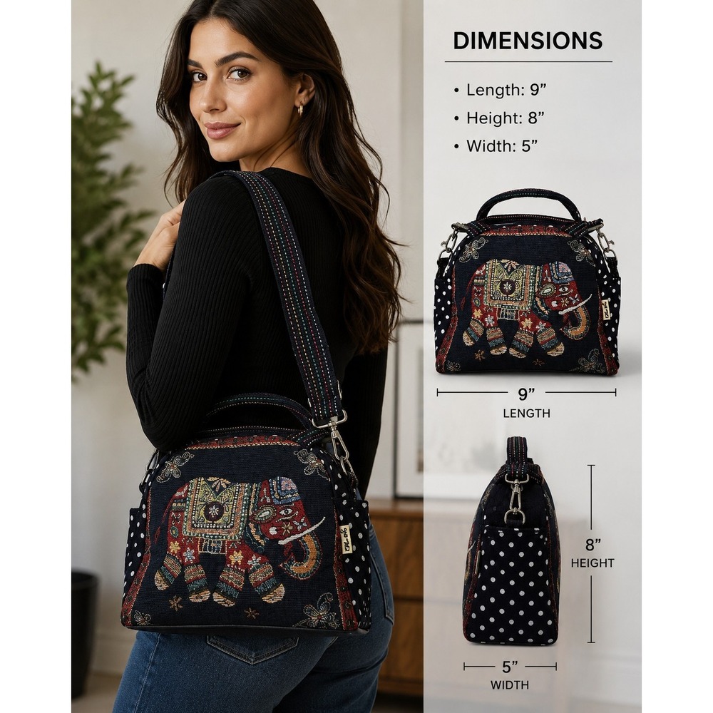 MAI MAI‎ Royal Elephant Polka Dot Handbag -1532